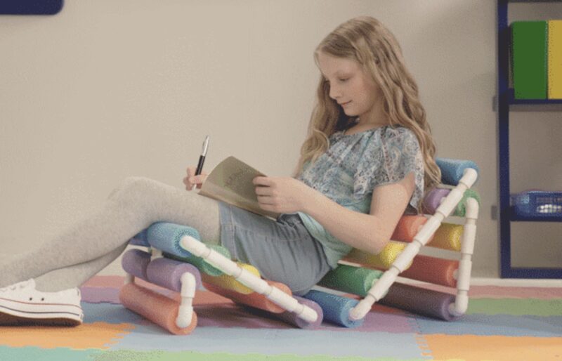 chair made of pool noodles for teacher hack 